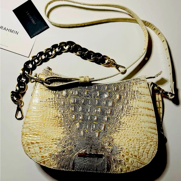 Brahmin Mod Shayna Kyanite Melbourne With Resin Chain Extra Strap Cream Gold